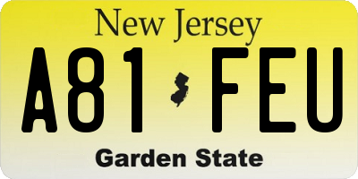 NJ license plate A81FEU