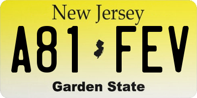 NJ license plate A81FEV