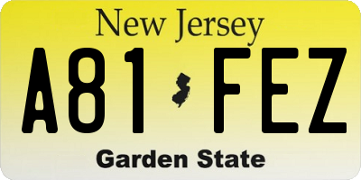 NJ license plate A81FEZ