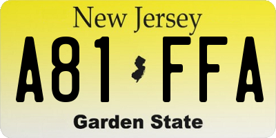 NJ license plate A81FFA