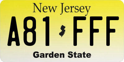 NJ license plate A81FFF