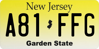 NJ license plate A81FFG