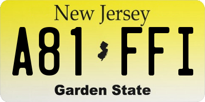 NJ license plate A81FFI