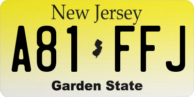 NJ license plate A81FFJ
