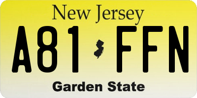 NJ license plate A81FFN