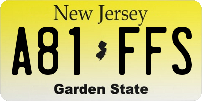 NJ license plate A81FFS