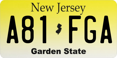NJ license plate A81FGA