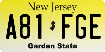 NJ license plate A81FGE