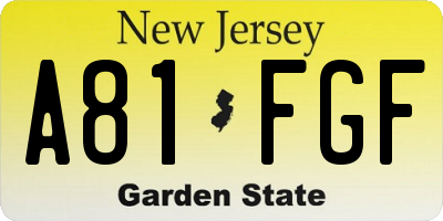 NJ license plate A81FGF
