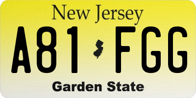 NJ license plate A81FGG