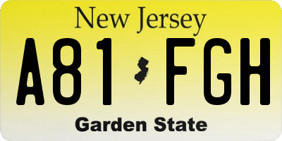 NJ license plate A81FGH