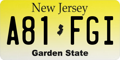 NJ license plate A81FGI