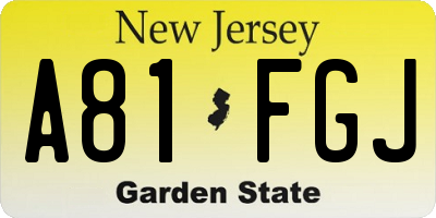 NJ license plate A81FGJ
