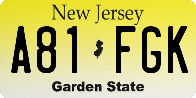 NJ license plate A81FGK