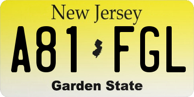 NJ license plate A81FGL