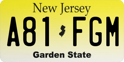 NJ license plate A81FGM
