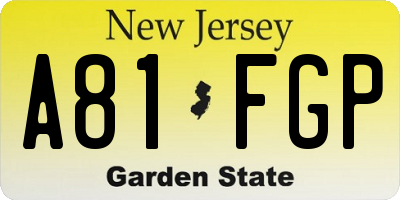 NJ license plate A81FGP