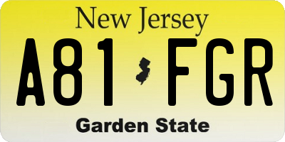 NJ license plate A81FGR