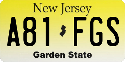 NJ license plate A81FGS