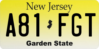 NJ license plate A81FGT
