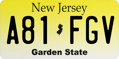 NJ license plate A81FGV
