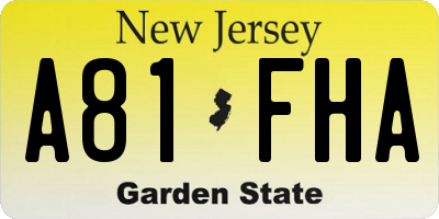 NJ license plate A81FHA