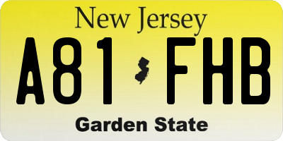 NJ license plate A81FHB