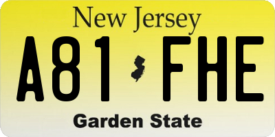 NJ license plate A81FHE