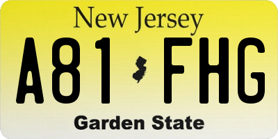 NJ license plate A81FHG