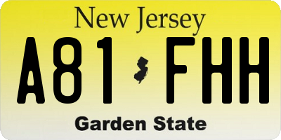 NJ license plate A81FHH