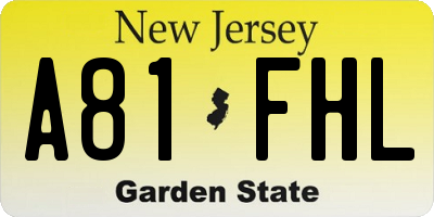 NJ license plate A81FHL