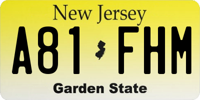 NJ license plate A81FHM