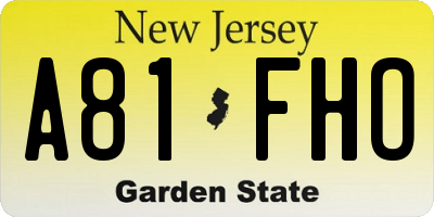 NJ license plate A81FHO