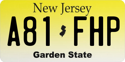 NJ license plate A81FHP