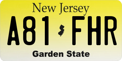 NJ license plate A81FHR
