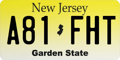 NJ license plate A81FHT