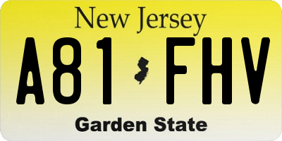 NJ license plate A81FHV