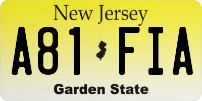 NJ license plate A81FIA