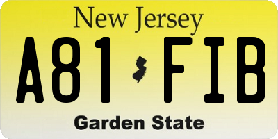 NJ license plate A81FIB