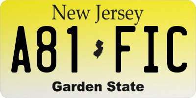NJ license plate A81FIC