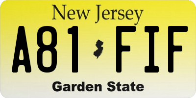 NJ license plate A81FIF