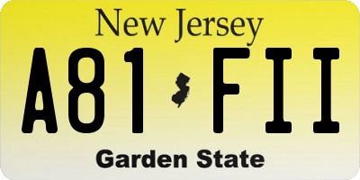 NJ license plate A81FII