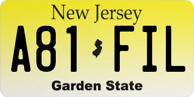 NJ license plate A81FIL