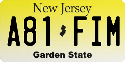 NJ license plate A81FIM
