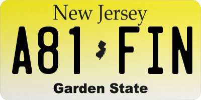 NJ license plate A81FIN