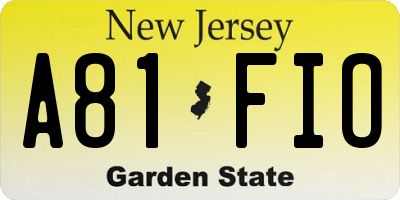 NJ license plate A81FIO