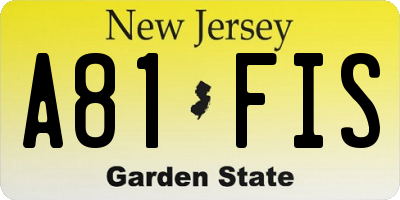 NJ license plate A81FIS