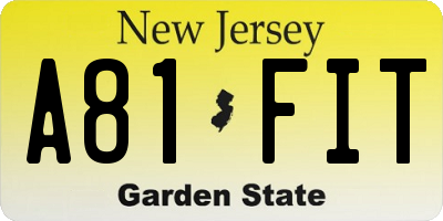 NJ license plate A81FIT