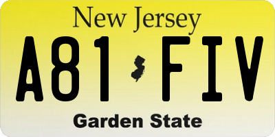 NJ license plate A81FIV