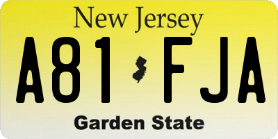 NJ license plate A81FJA